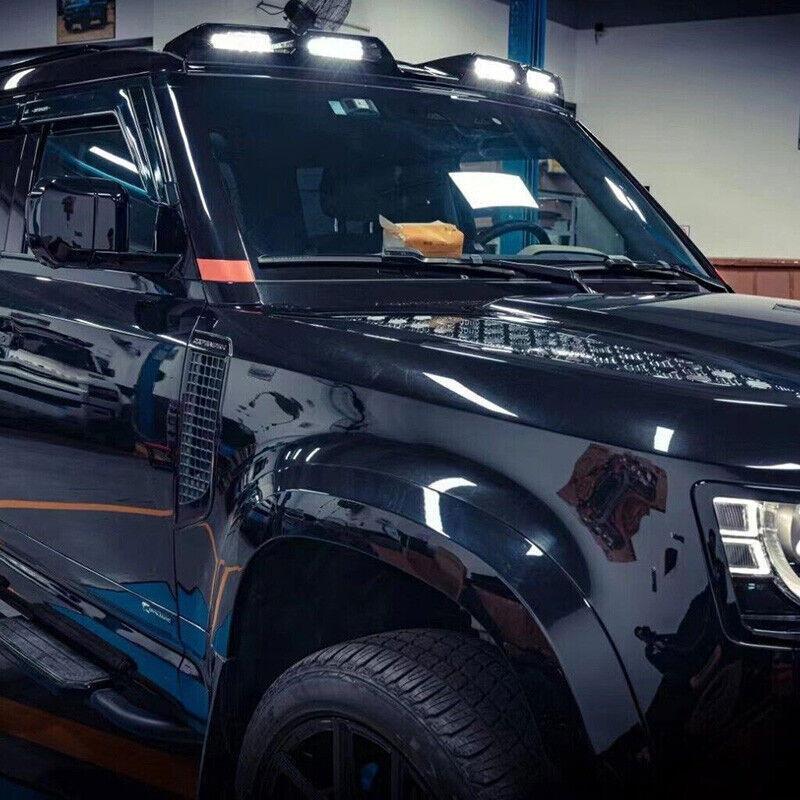 For Land Rover Defender Light Bar 4 LED Gloss Black Roof Pod L663 2020+ 90 110