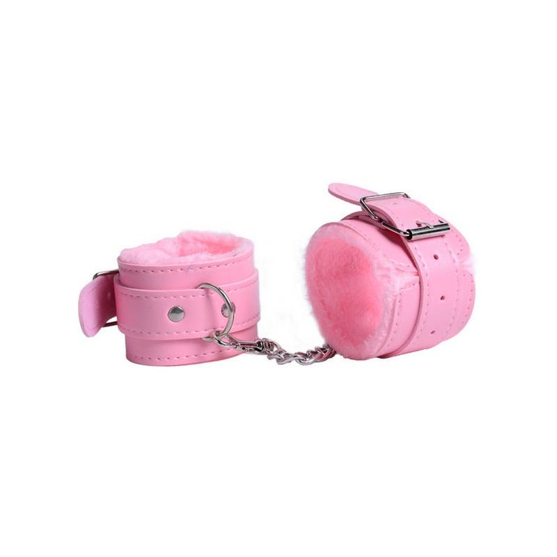 Fluffy håndjern Sexy leker Justerbare PU-skinn lodne håndjern Ankelmansjettbegrensninger Bondage Slavepar Sexleketøy for voksne