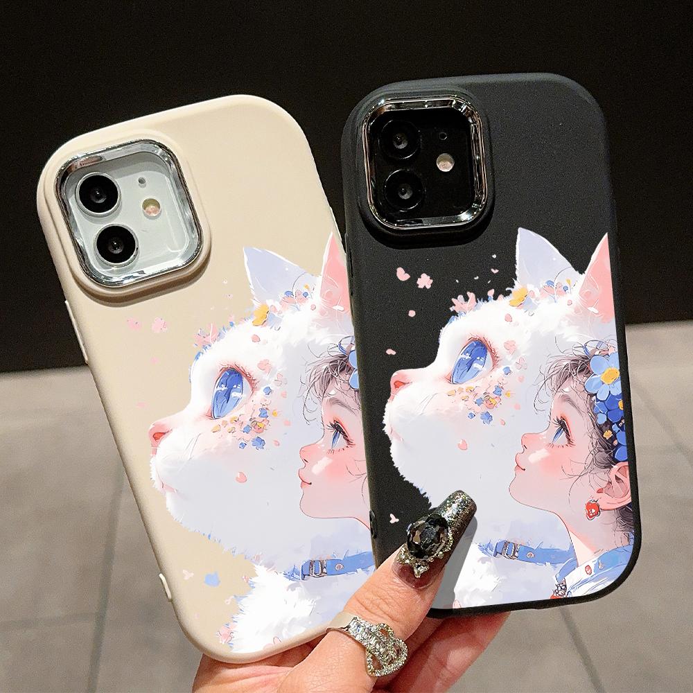 Jednobarevný stříbrný okraj čočky měkký tekutý silikon nárazuvzdorný obal na telefon pro iPhone Samsung Huawei Honor Xiaomi Redmi OPPO Realme Vivo Infinix Tecno