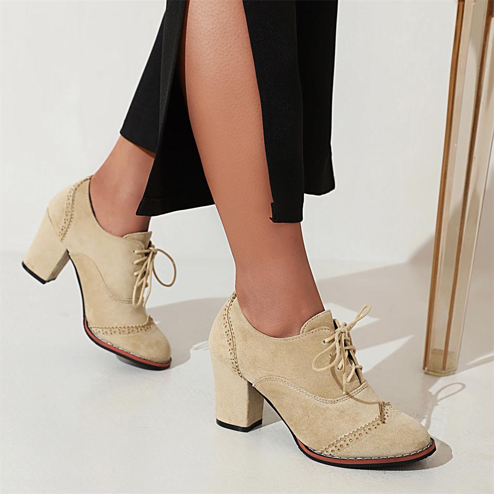 Fashion New Suede Square Heel Women Pumps Fashion Elegant High Quality Ladies Spring Autumn High Heels Office Shoes Work Shoes size33-43