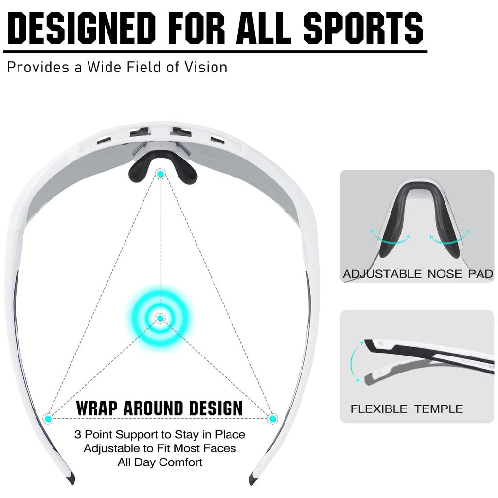 Radbrille Herren Damen Polarisiert MTB Rennrad Sonnenbrille Fahren Baseballbrille UV400 Schutz Sportbrille