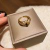 Brushed Antique Exaggerated Fashion Maillard Color Ring with Versatile Temperament, Personalized and Versatile Trendy Ring