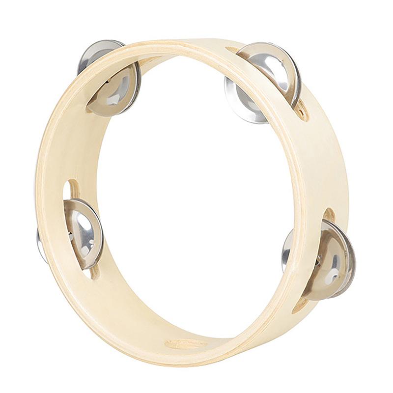 6 Inch Handbell Tambourine Metal Wooden Rattle Ball Percussion Hand Party