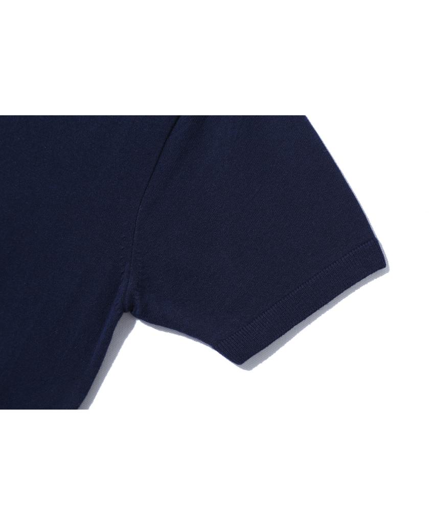 BASEMOMENT Side Slit V-Neck Half Knit Navy