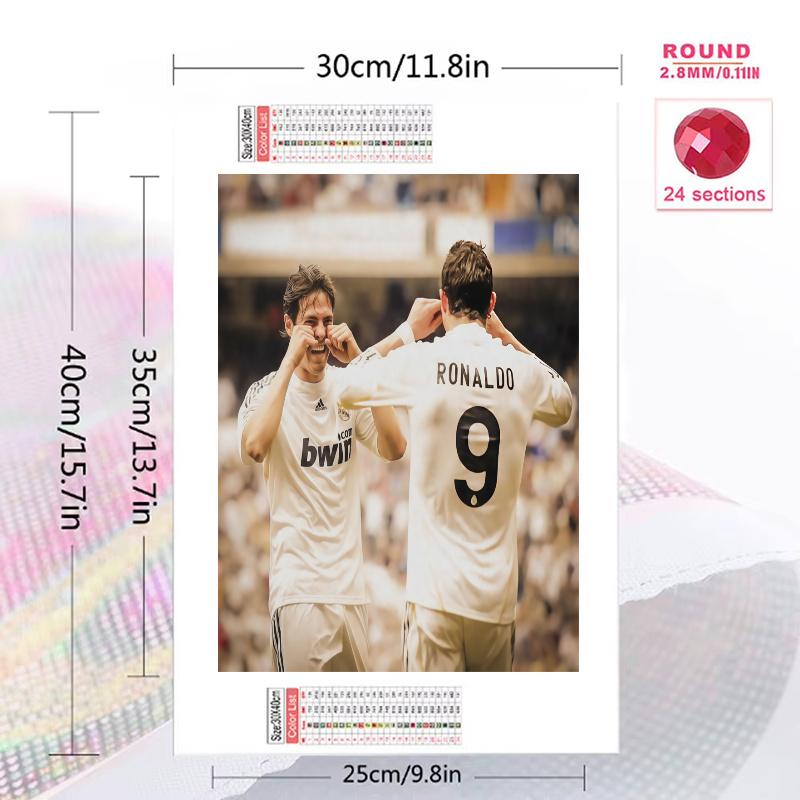 CR7&Kaká Pattern 3pcs 100% Round Full Drill 5D DIY Diamond Painting Embroidery Cross Stitch Rhinestone Décor