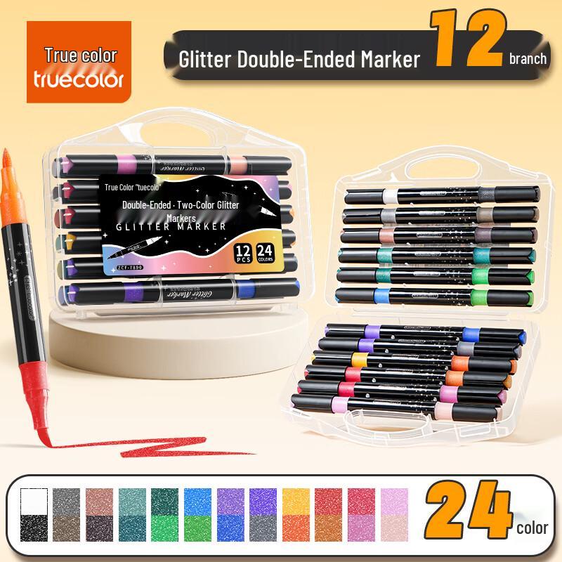 TRUECOLOR Dual-Tip Dual-Color Glitter Marker Pens