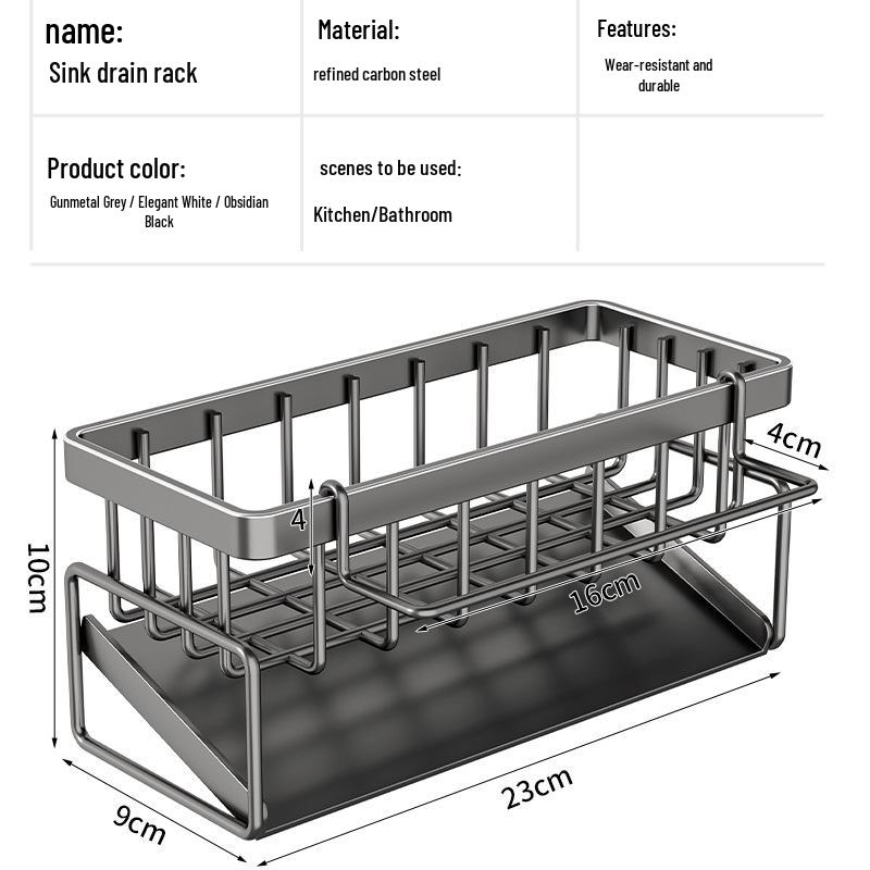Punch-Free Spice & Rag Storage Rack for Kitchen Sink Faucet