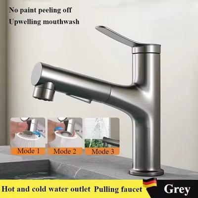 Pull-out Bathroom Faucet Hot and Cold Water Outlet Bathroom Sink Faucet Three-mode Outlet Sink Faucet