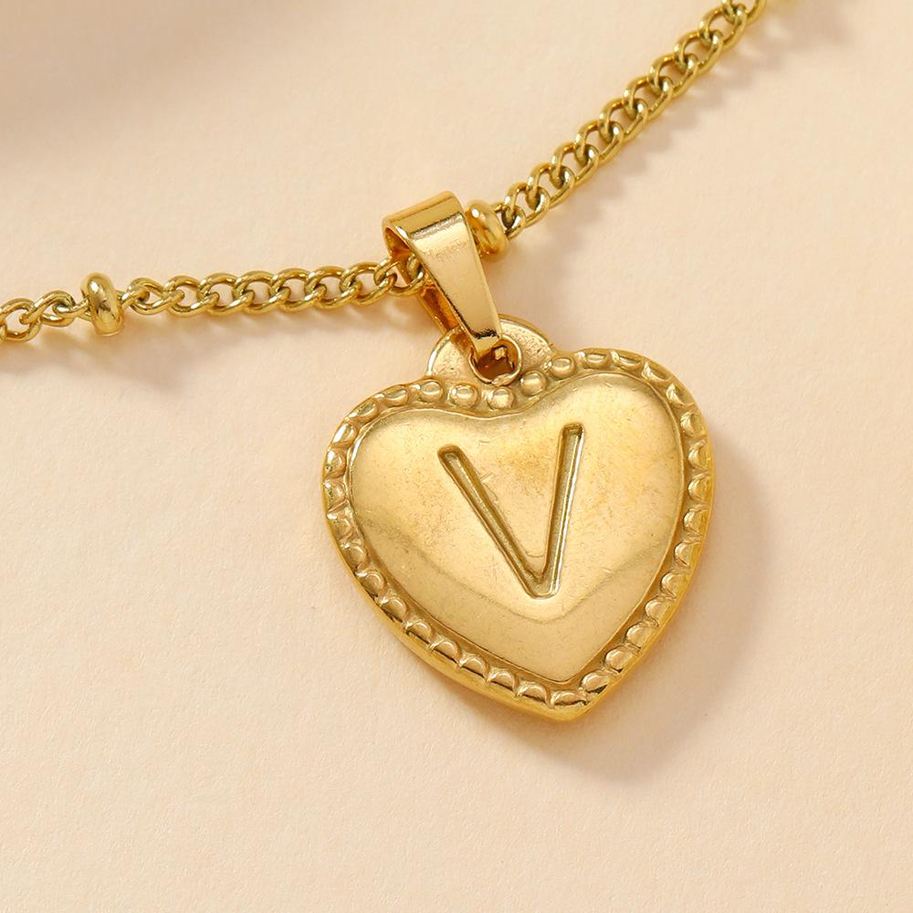 316L Stainless Steel Initial Necklace Letter Heart Pendant Chain For Women Jewelry Accessories