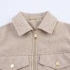 Women's Faux Suede Button Jacket Oversized Gathered Hem Short Length Coat Casual Vintage Outerwear With Pockets