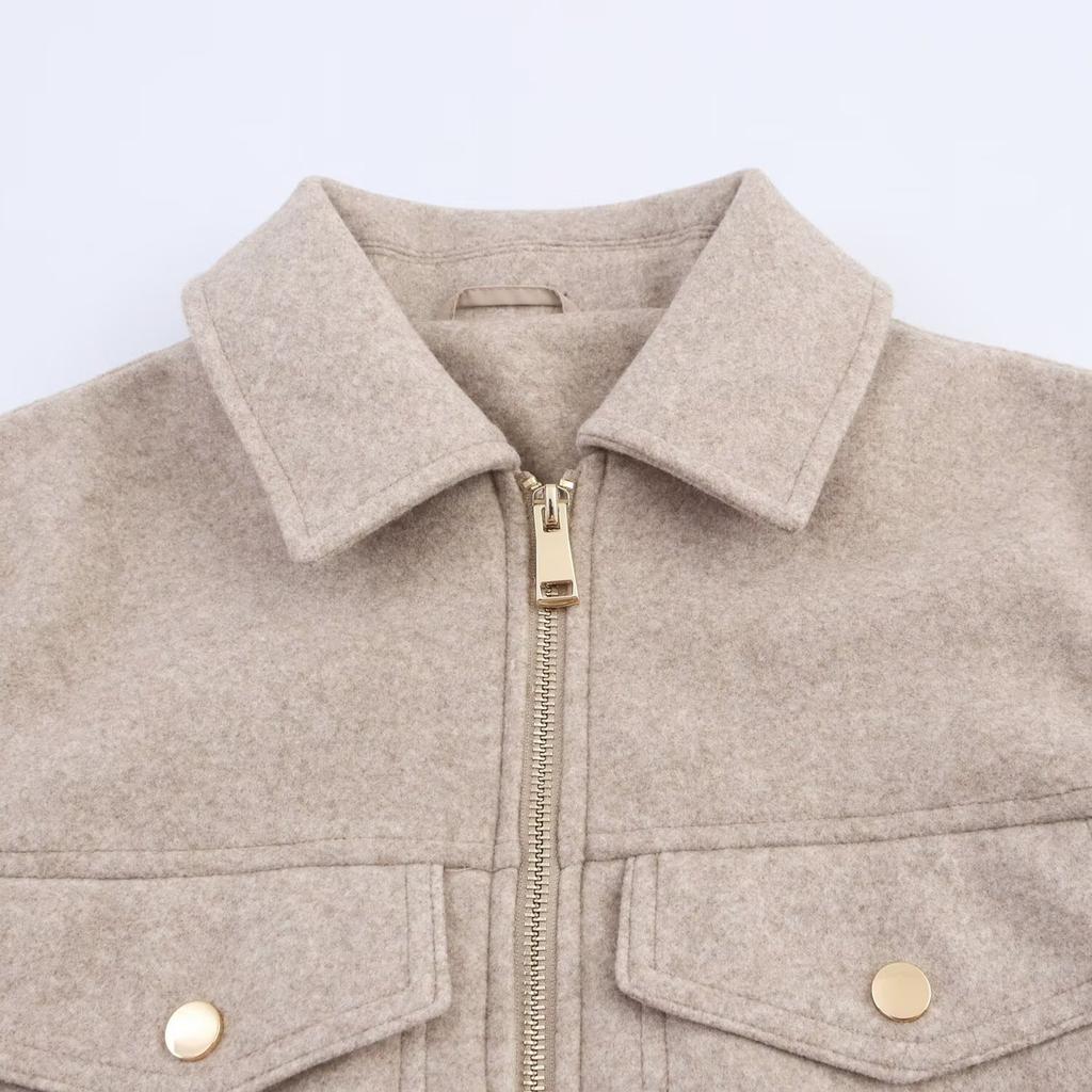 Women's Faux Suede Button Jacket Oversized Gathered Hem Short Length Coat Casual Vintage Outerwear With Pockets