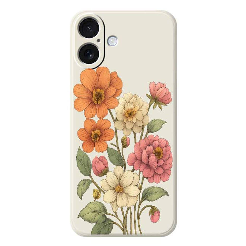 For iPhone 17 Case Beautiful Flowers Pattern Printing Straight Edge TPU Phone Back Cover