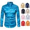 2026 Autumn Men's European Long Sleeve Shiny Casual Shirt