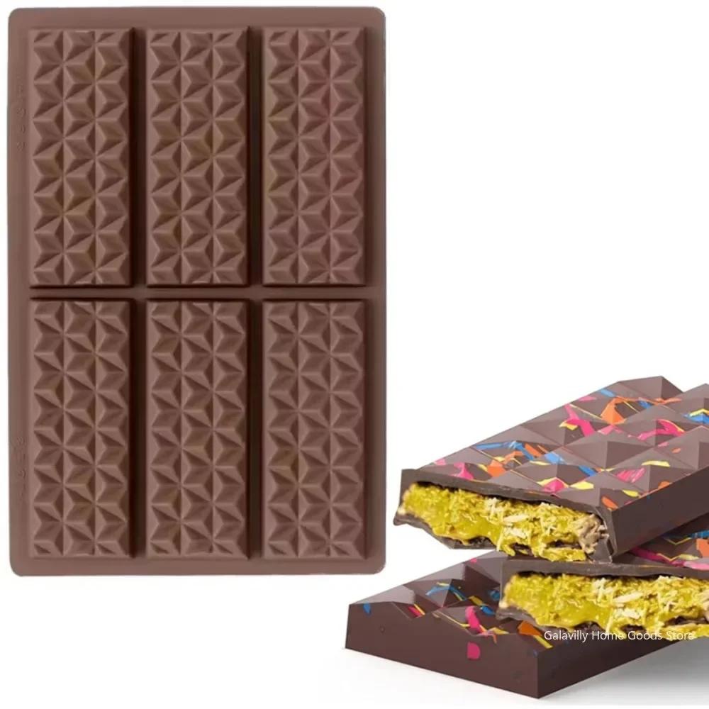 Moule à chocolat à 6 trous, moule à chocolat épais, moule à chocolat en silicone, fourré Knafeh, barre de chocolat aux pistaches
