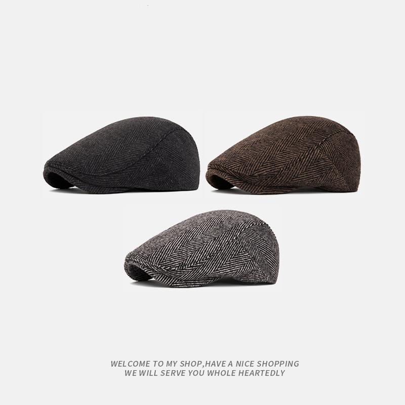 Forward Cap Men's Autumn Winter Warm Retro Beret British Newsboy Cap