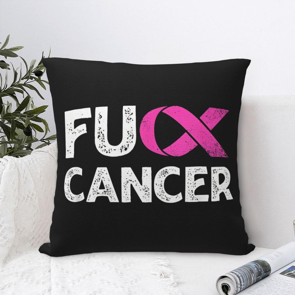 Fck Cancer For Breast Cancer Awareness Square Pillow Case Cushion Cover Funny Zipper Decor Pillowcase for Home 4040cm
