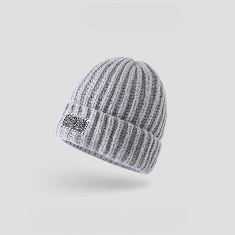 Wool Hat for Men Autumn and Winter Warm Pile Pile Hat Thickened Loose Head Circumference Face Small Cold Hat Knitted Hat