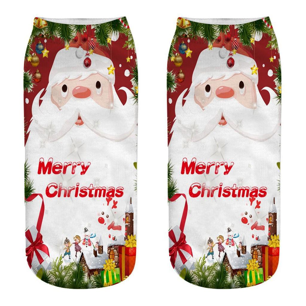 Casual Work Business Socks 3D Christmas Santa Elk Printing Medium Sports Socks