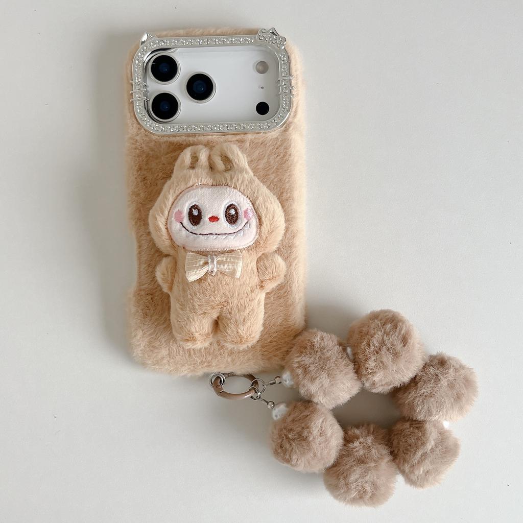 Peluche Autunno e Inverno Adatto per Custodia Telefono Cellulare Apple 17 IPhone16promax Tessuto Labu 15 Cordoncino Carino Custodia Protettiva