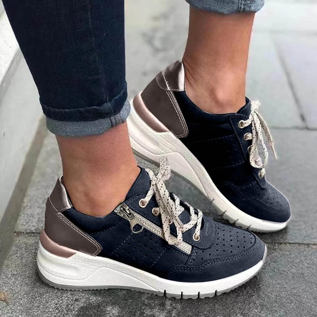 Sneakers for Women 2026 New Light Casual Women'S Shoes Sneakers Lace Up Thick Soled Large Size Single Shoes