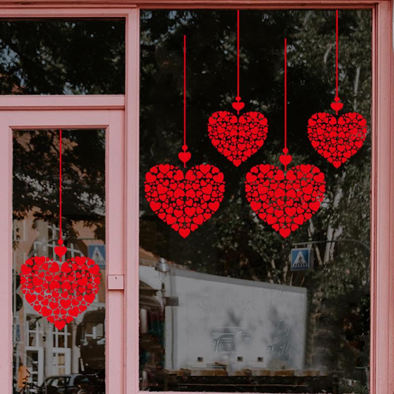 1pcs Valentine's Day Atmosphere Decorative Stickers,Heart-shaped Stickers For Glass Windows And Display Windows, Window Stickers