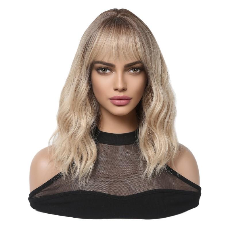 Short Wig Women Natural Look Paris Balayage Bob Curly Full Head Cover Modest Face Shaping