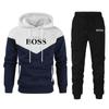 Autumn 2024 New Yellow Sportswear Tracksuits Men's Casual Plushed Warm Hoodie Set Color Matching Brand 2 Piece Set