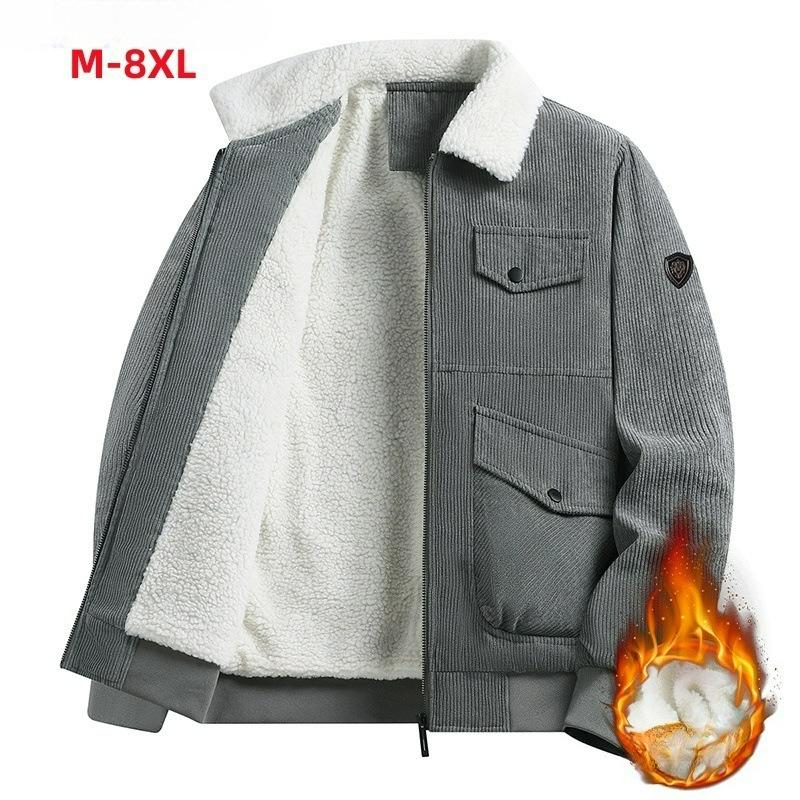 Jacket Men's Winter Style Men's Lapel Jacket Plus Velvet Thickened Casual Plus Size Warm Tooling Top