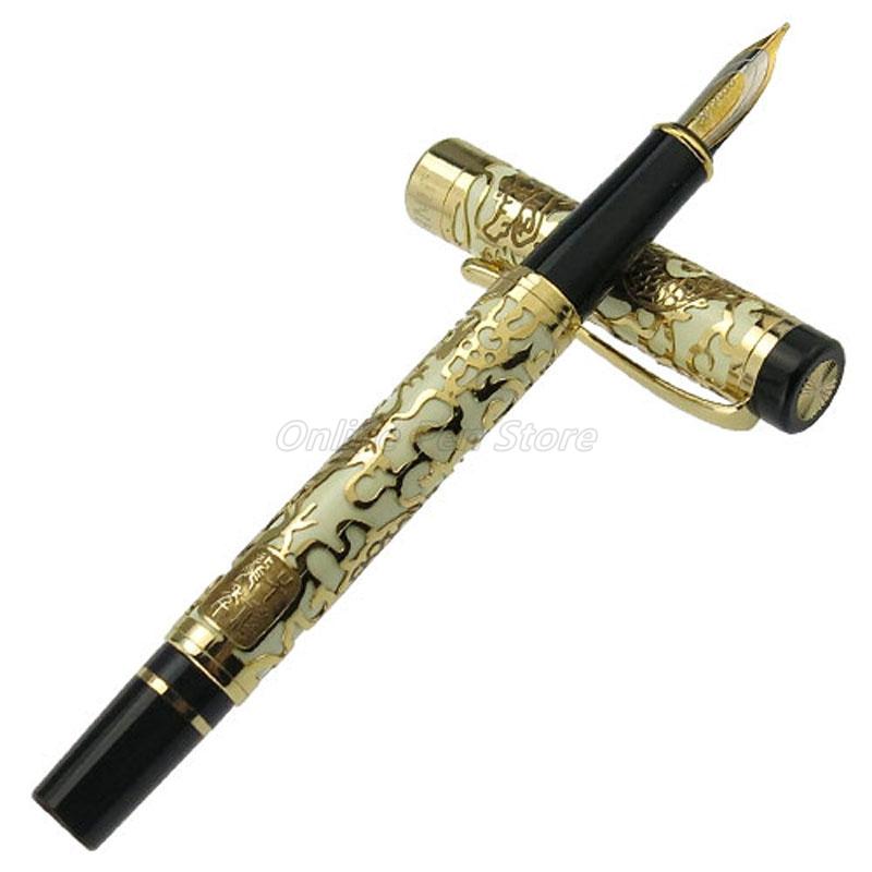 

Jinhao 5000 Metal Dragon Texture Carving Black Barrel Fine Nib Fountain Pen Office School Writing Gift Pen Accessory белый