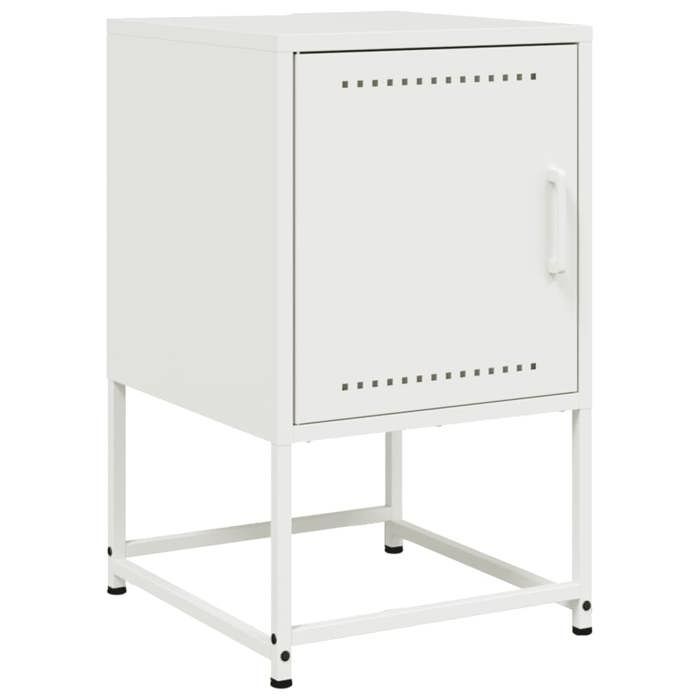 VidaXL Bedside Table White 36x39x60.5 Cm Steel, Cabinet, Side Cabinet, Phone Stand, Bedside Table, Furniture 846456