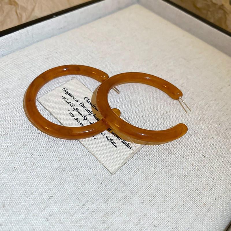 Silver Needle Geometric Irregular Resin Y2K Earrings - Retro Stud Ear Accessories for Women