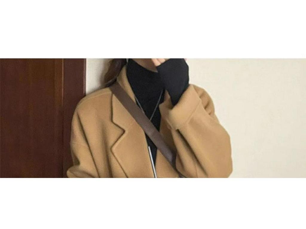 Oatmeal Woolen Coat - Women's Loose Mid-Length Korean Style Outerwear for Fall/Winter 2025