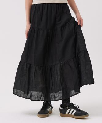Awesome Studio Cotton Tiered Long Skirt Black