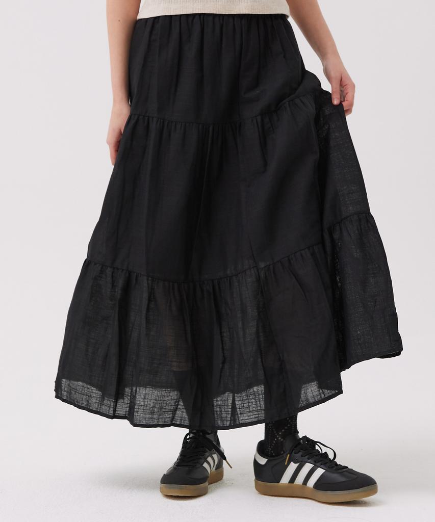 AWESOME STUDIO Cotton Tiered Long Skirt White