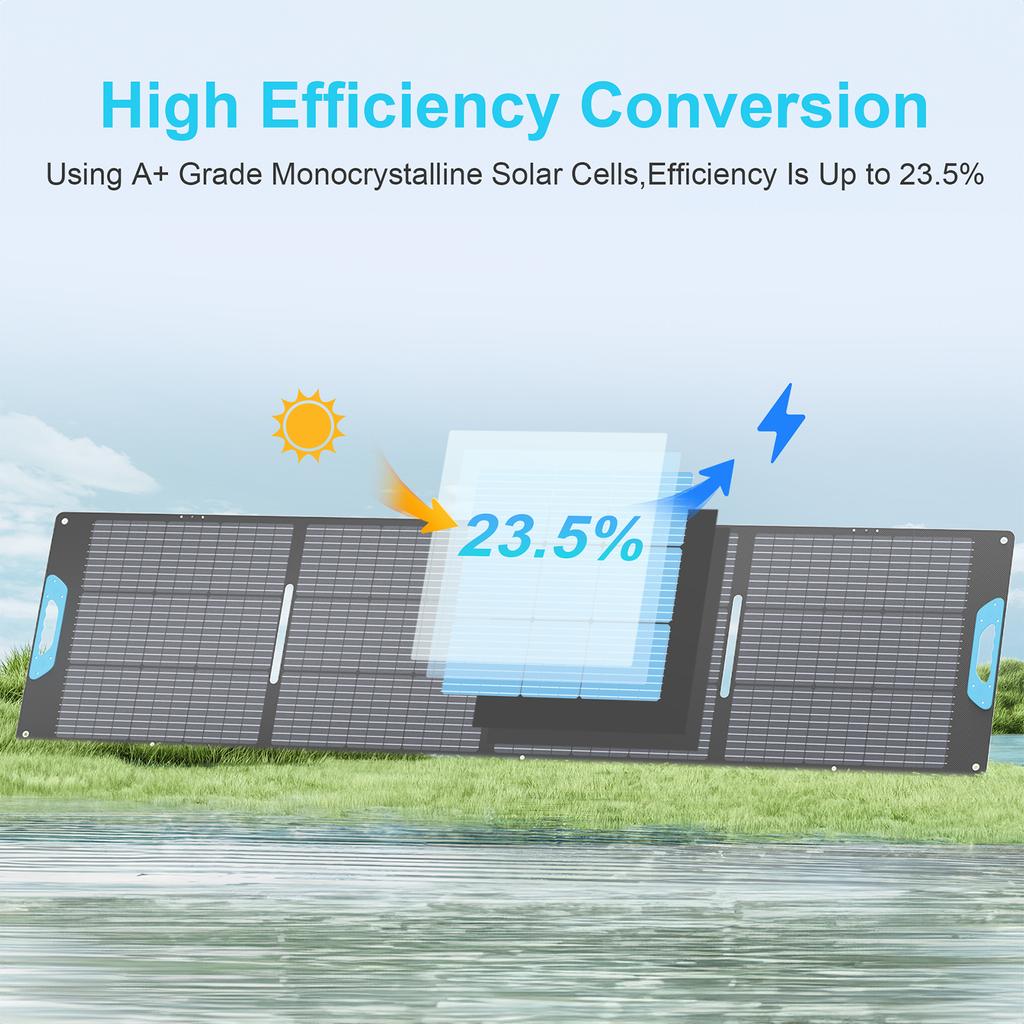 E-POWO Portable Solar Panel 220W ETFE Foldable Solar Charger for Power Station Camping RV Hurricane Phones Full Kit Military-Grade Quality 4