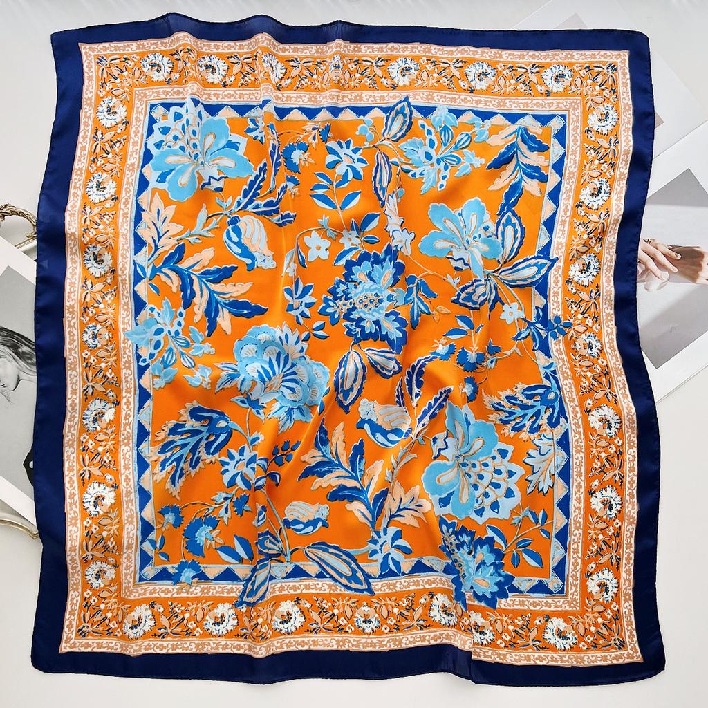 1116 New Korean Version Versatile Printed Decorative Silk Scarf Chinese Style Temperament Elegant Ribbon Tie Hair Tie Bag Small Scarf
