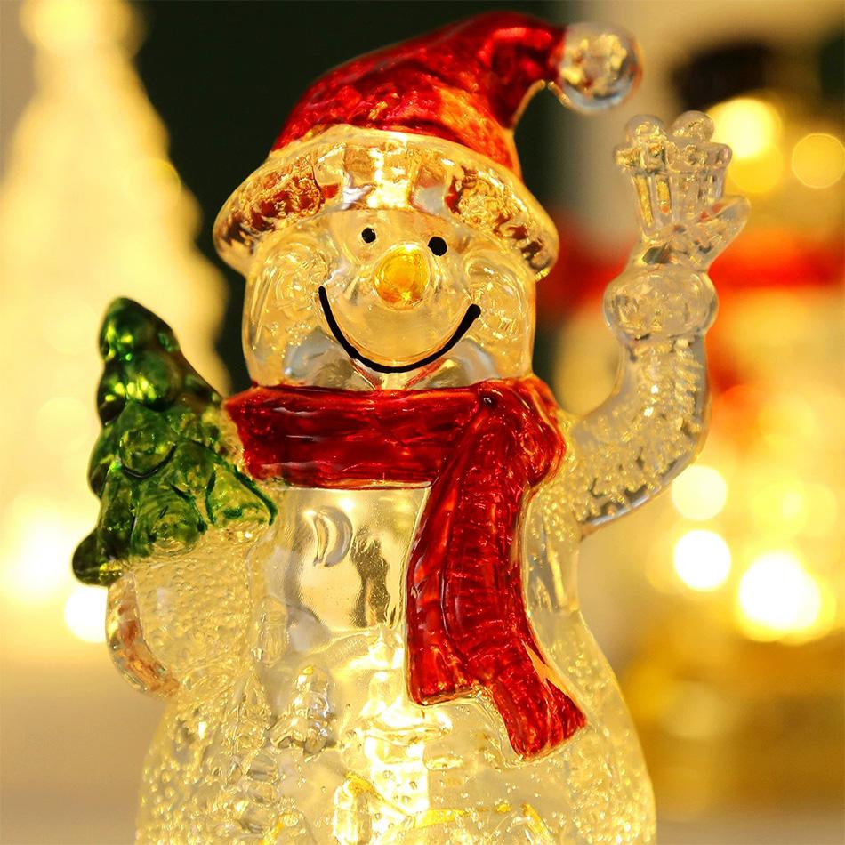 Decorazione Natalizia Pupazzo di Neve Luce Notturna LED Decorazione da Tavolo Statuetta Pupazzo di Neve Carino per Regalo di Festa Festa di Natale Decorazione per Casa Ufficio