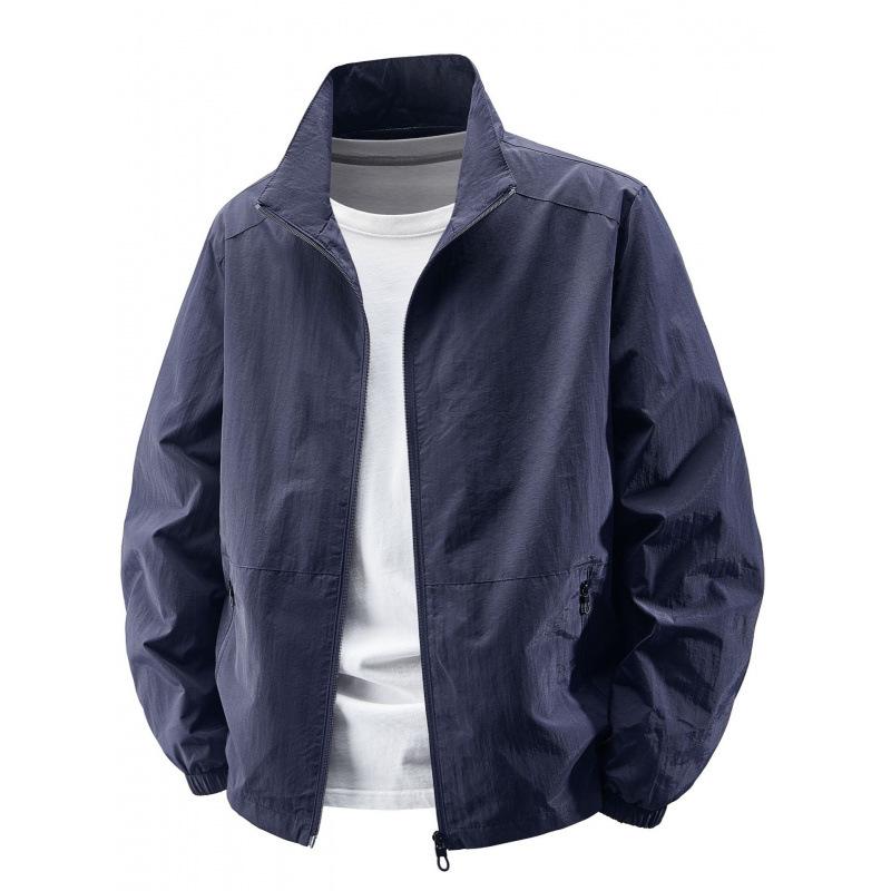 Men's 2025 Plus Size Thin Casual Jacket - Breathable Stand Collar for Spring & Autumn