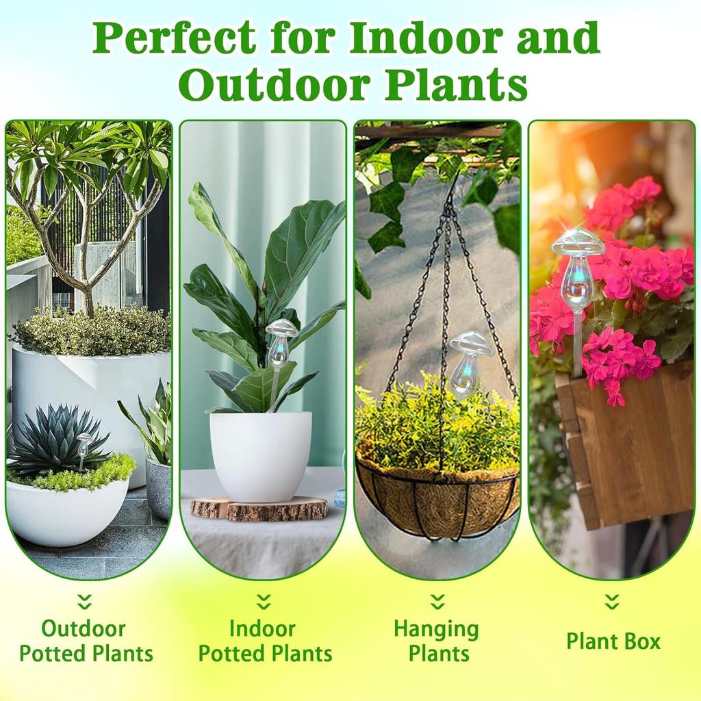Self-Watering Glass Plant Globes-Iridescent Rainbow Gradient Watering System with Slow Release,for Indoor/Outdoor Potted Plants