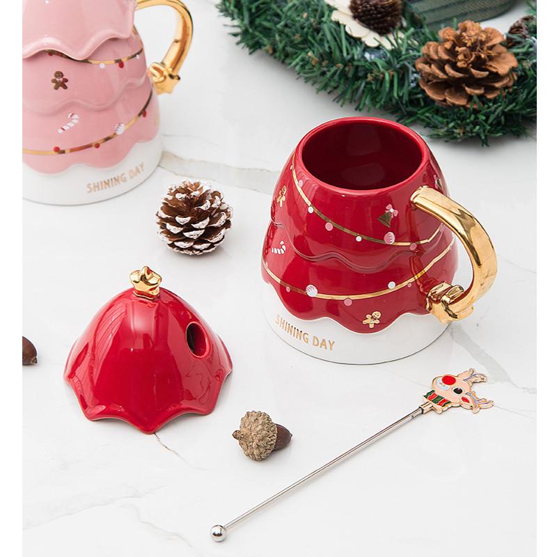 1ks 3D INS hrnek na vánoční stromeček kreativní keramický 460ml velkokapacitní hrnek na mléko a kávu termoska s víčkem losí lžička vánoční dárek na večírek