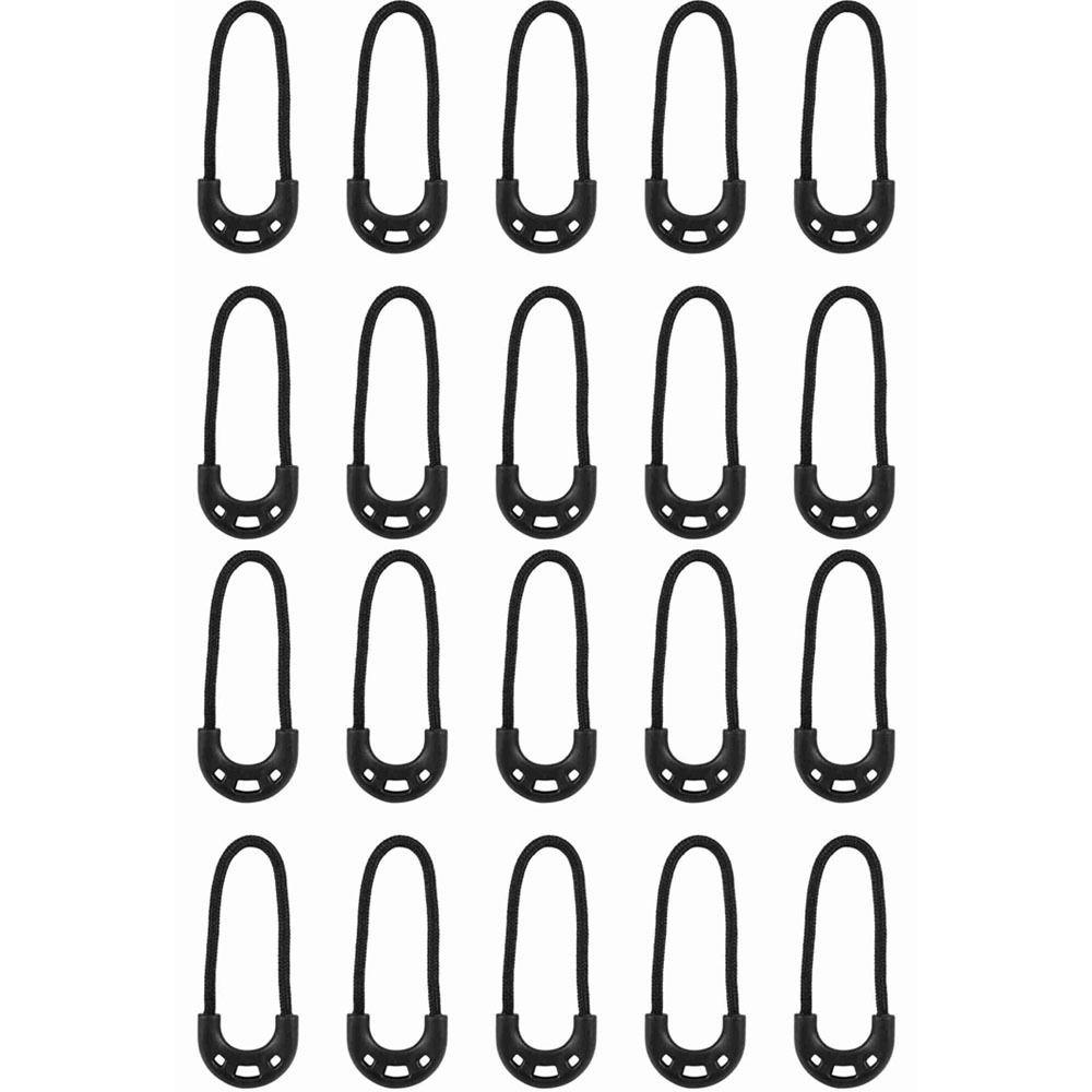 

20 Pcs Durable TPU Zipper Pulls U Shape Black Zipper Puller Zipper Tail Rope Backpack Accessory чёрный