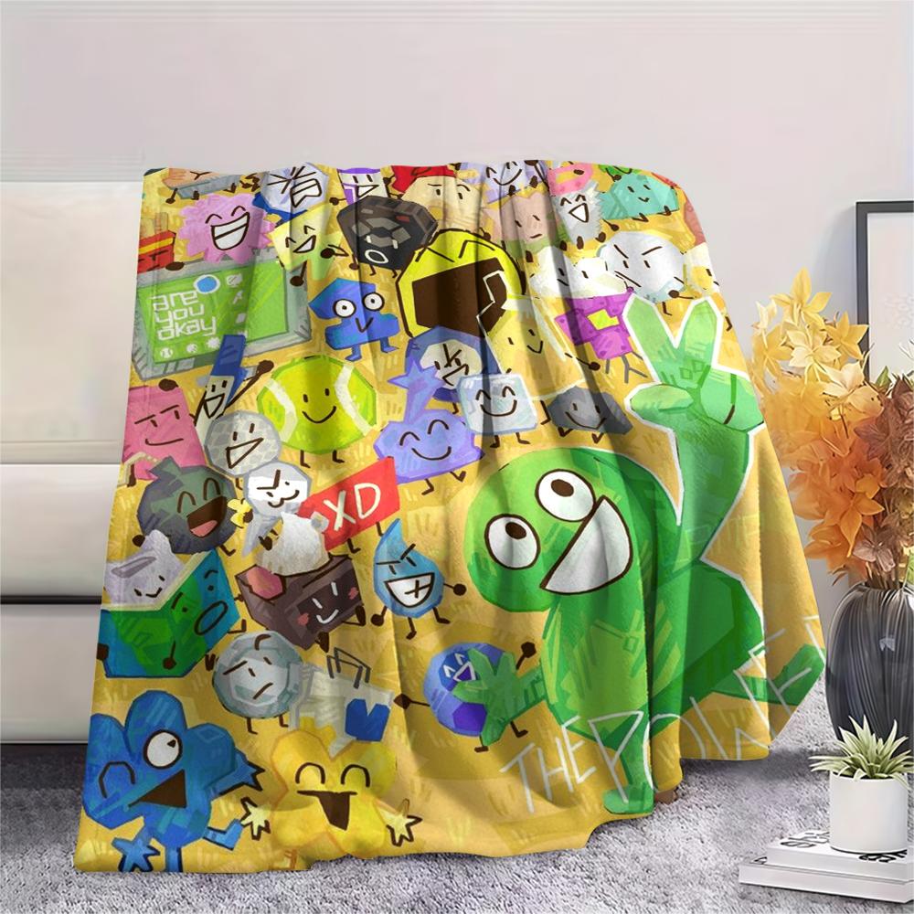 1PC BFDI Print Flannel Blanket, High Quality Comfortable for All Seasons, Home Decor, Warmth and Comfort, Perfect for Christmas Gifts