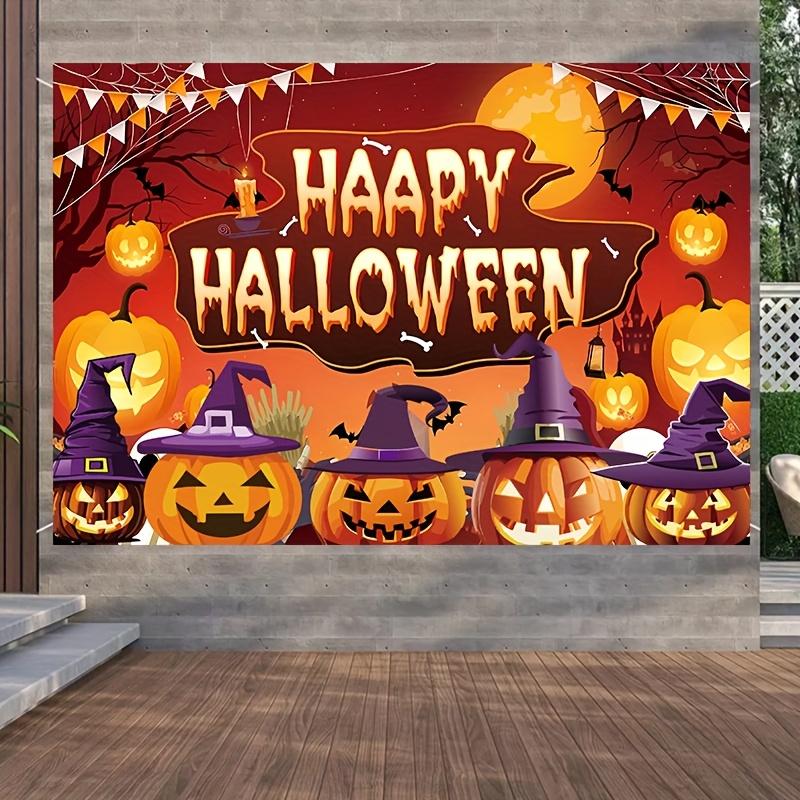 1 piece of Halloween photo backdrop - Trick-or-Treat or Sweet Treat Pumpkin Head theme, festive horror design