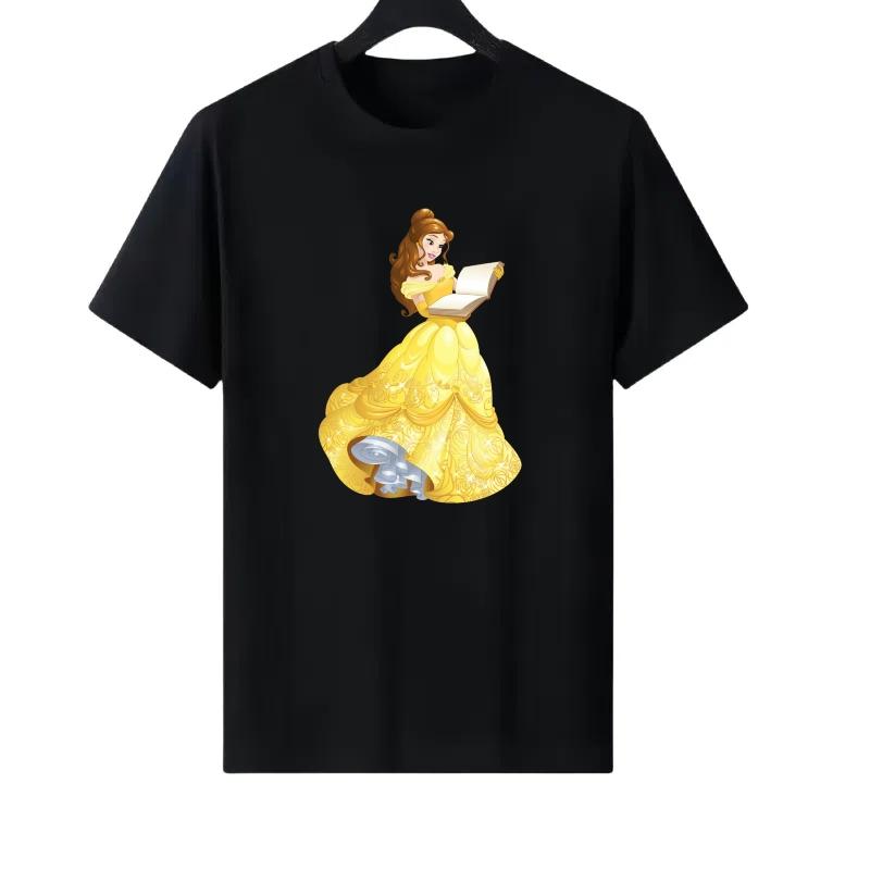 

Disney Beauty And The Beast Pattern Woman Fashion Parent-child Clothing Cartoon Children s Short Sleeves T-Shirt Blouses 130