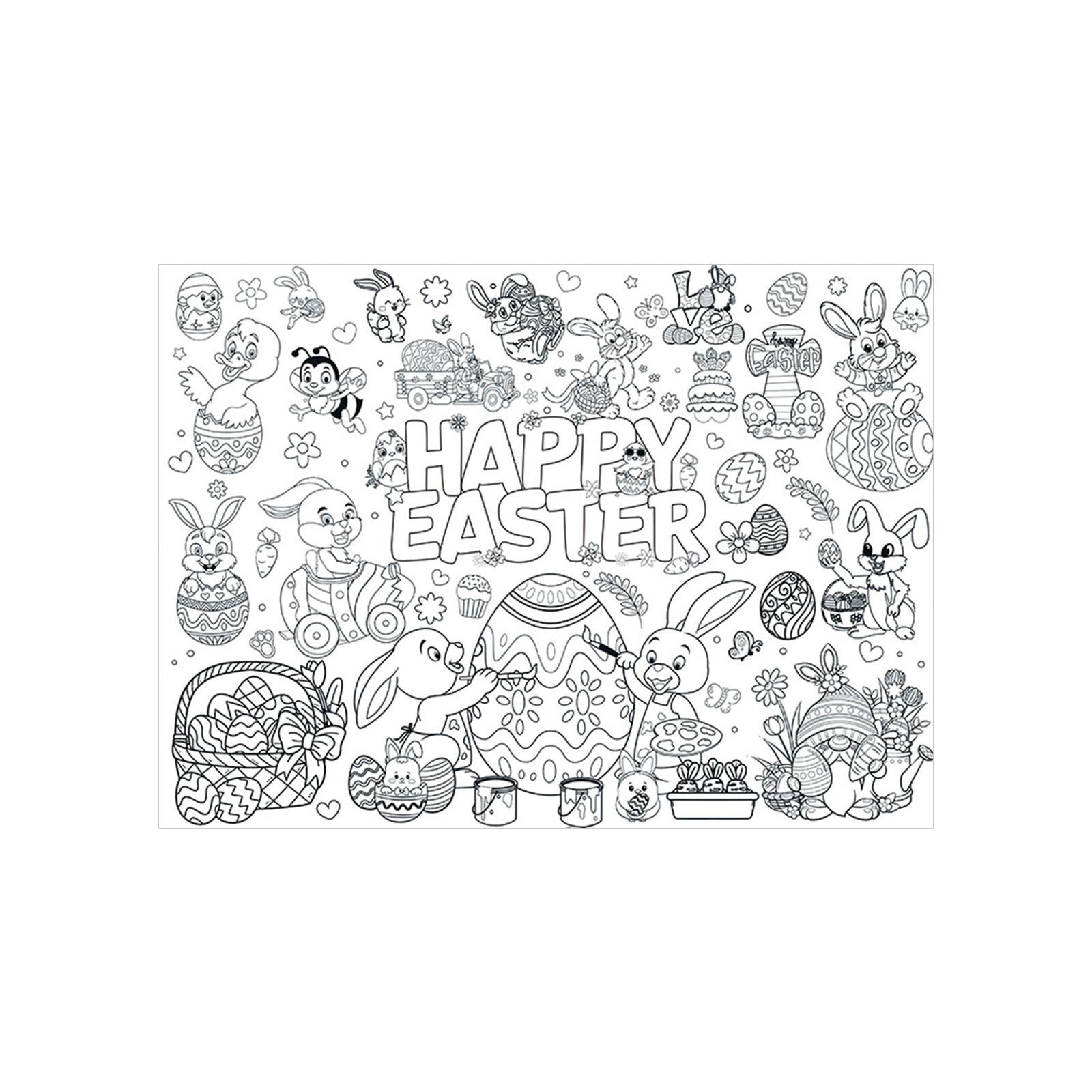 Пасхальный Раскрашивающий Плакат Детская Вечеринка Одноразовая Бумажная Скатерть 80*110см Использовать Для Вечеринок Развитие Детских Рук