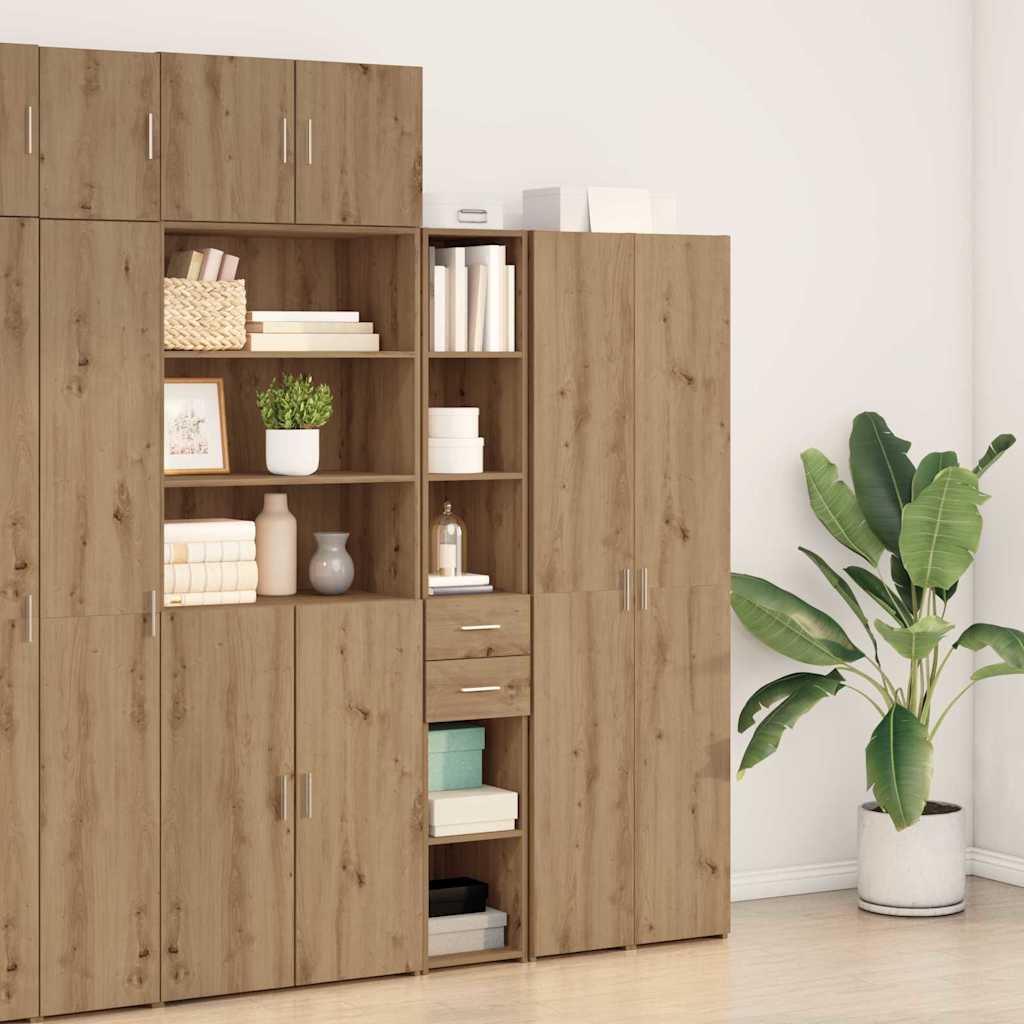 Bookshelf with Drawers Artisan Oak Finish 30 X 42.4 X 185.2 Cm