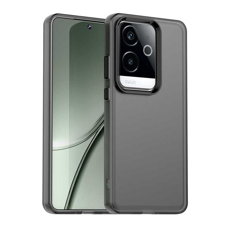 

Противоударный чехол для телефона конфетного цвета для Realme GT 6 China Матовый прозрачный чехол Realme GT 6 China Накладка для Realme GT 6 China Чехол For Realme GT6 China чёрный