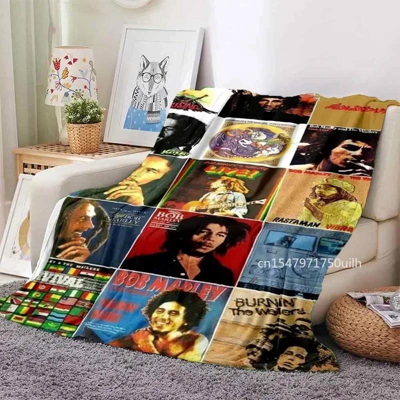 Bob Marley Album Blanket Reggae Music Jamaican Style Soft Flannel Blanket Portable Home Travel Sofa Blanket