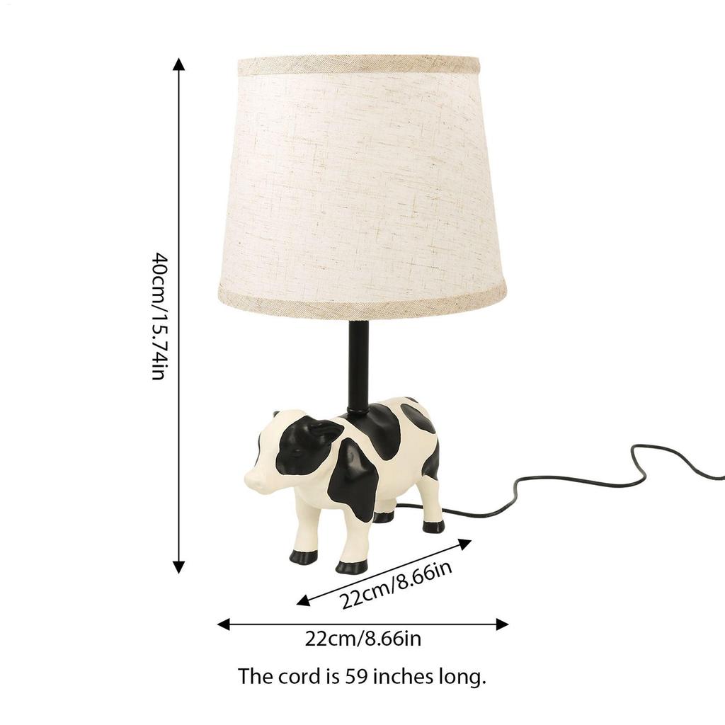 Animal Lamps USB-powered Night Light Western Rural Style Cute Cow Desk Lamp For Bedside Bedroom Kids Room Nursery Dorm Apartment