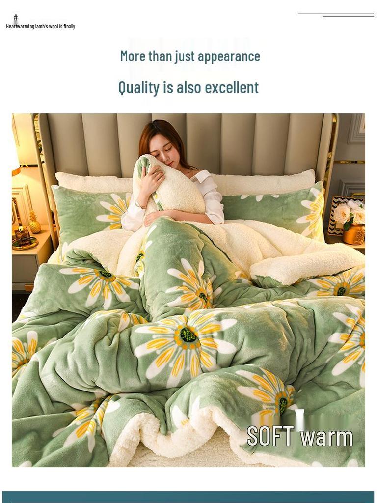 Free Shipping: Popular Lambswool Flannel Winter Quilt - Thick, Warm Bedding for Students (Single/Double Size)